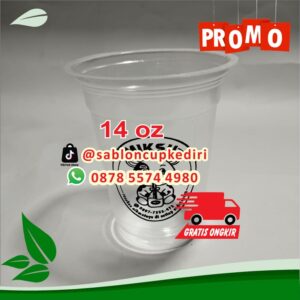 Sablon Gelas Plastik merk hok 14oz 4gram Free ongkir Free Desain 1000pcs